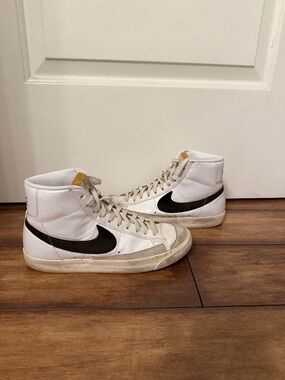 Nike White Blazers with Black Logo